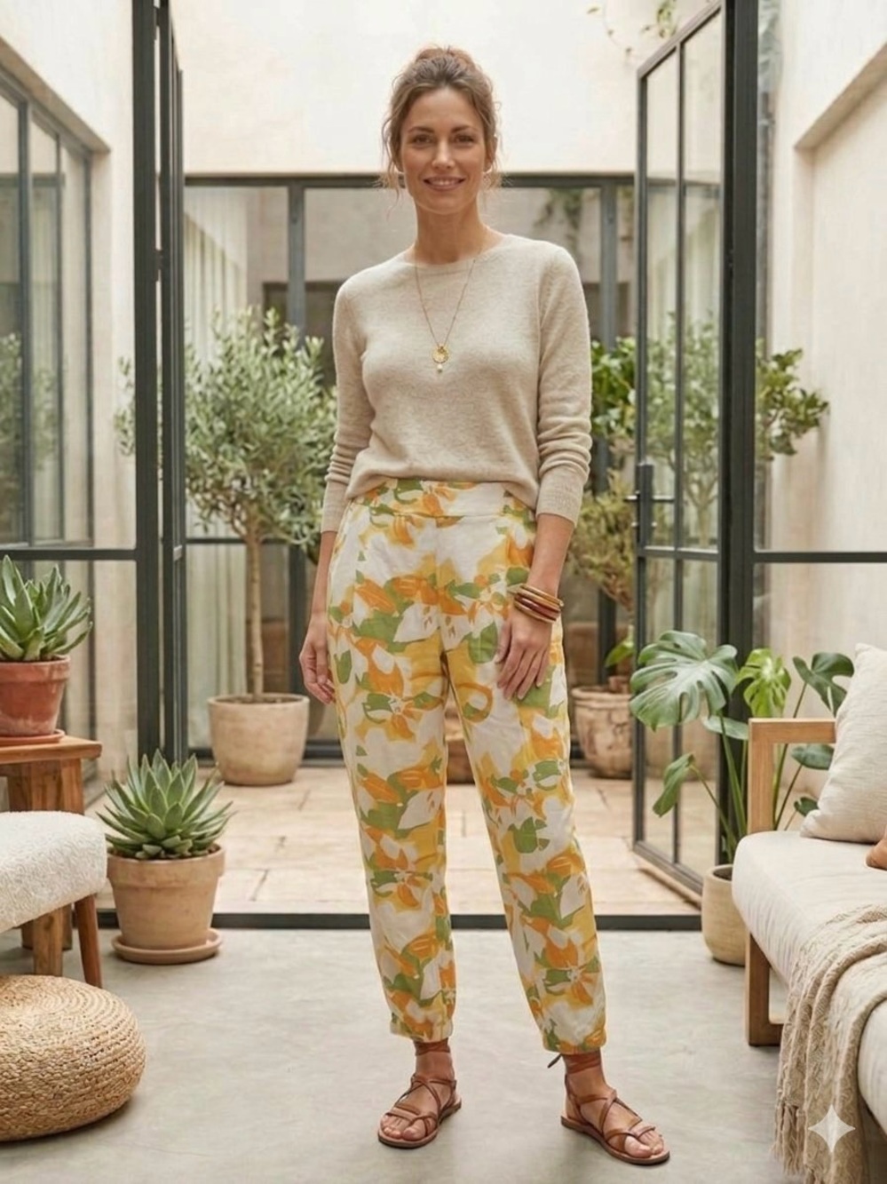 Soft Surroundings Linen Blend Floral Pants